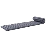 Leewadee Faltbare Bodenmatratze - Japanischer Rollbarer Futon - Tatami Faltmatte - Gästebett - Camping Matratze - Thai Massage Matte, Kapok Füllung, 190 x 50 cm, Anthrazit