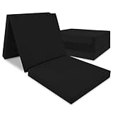 Totsy Baby Gästebett Matratze Klappmatratze 195 x 65 x 8 cm - Gästematratze klappbar Foldable Mattress Faltmatratze mit abnehmbarem ökologisch Bezug Bodenmatratze Velvet Schwarz