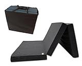 Odolplusz Klappmatratze Faltmatratze Klappbett - Made IN EU - als Matratze Gästebett Gästematratze einsetzbar (Schwarz mit Tasche, 80 x 200 cm)