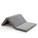 Vesgantti Klappmatratze Gästematratze 80x195cm, Höhe 10cm, 3-teilige Gel Schaumstoff Faltmatratze für Reisen, Camping, Boden, Gästebett, waschbarem Bezug Faltbare Matratze Öko-Tex Zertifiziert