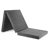 Preiswert und Gut Klappmatratze 3 teilig 190 x 60 x 7 cm grau mit abnehmbarem Bezug Gesteppte Faltmatratze PU Schaum Made in Germany ideal als Gaestematratze Campingmatratze Reisebett 3 kg