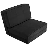 RELAX4LIFE Bodensofa Klappbar, Schlafsofa 5 in 1, Schlafsessel mit 5-stufig Verstellbarer Rückenlehne, Klappsofa mit Bettfunktion, Klappmatratze für Wohnzimmer Schlafzimmer (Schwarz)