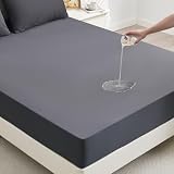 mafudoxi Matratzenschoner 90x200cm Wasserdicht, Spannbettlaken, Matratzenschutz Atmungsaktive, Matratzenauflage für Matratzen bis 30cm, Inkontinenzunterlage waschbar, Nässeschutz Bettlaken-Anthrazit
