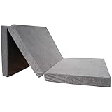 Natalia Spzoo – gemütliche Faltmatratze – Klappmatratze mit Schaumstoffkern & abnehmbarem Bezug – 3-teilige klappbare Schlafmatte 195 x 65 x 8 cm (Grau 1008-100% Polyester)