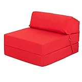 Ready Steady Bed Komfortabler Z-Fold Klappstuhl | Leichtes Futon-Sofa | Weicher, wasserabweisender Bezug | Ergonomisch gestaltete Z Bed Klappmatratze (Rot)