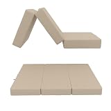 POKAR Klappmatratze 3-teilige Faltmatratze Camping Matratze Gästematratze Feldbett Klappbett Gästebett Bodenmatratze Schlafmatratze 80 x 195 x 15 cm, Beige