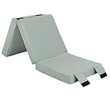 Loft 25 Klappmatratze mit FaserFüllung | Gästematratze | 3-teilige Faltmatratze, Matratze, Klappbar, Faltbare Kamping Bett | Bequemer Futon Sofa Bett mit Tragegriff (Seegrün)