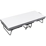 HOMCOM Gästebett Klappbett mit Rollen Stahl+Schaumstoff Weiß+Schwarz 200 x 80 x 42,5 cm