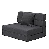 ANONER Schlafsessel Schlafsofa, Schlafsessel mit Bettfunktion mit Memory Schaum & Kissen, Schlafcouch für Wohnzimmer Lofts, Klappmatratze Waschbar Set, Dunkelgrau