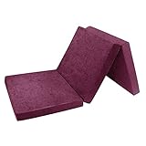 FORTISLINE Klappmatratze Gästematratze Violett 195x60x9 cm Faltmatratze Bezug Waschbar 3-teilig Camping Bett Hochwertig Platzsparend Schaumstoff Matratze Klappbar Faltbar