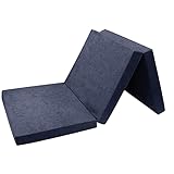 FORTISLINE Klappmatratze Gästematratze Blau 195x60x9 cm Faltmatratze Bezug Waschbar 3-teilig Camping Bett Hochwertig Platzsparend Schaumstoff Matratze Klappbar Faltbar