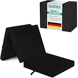 Goliez Klappmatratze 3-teilige Faltmatratze Gästematratze, Schaumstoff Matratze, Klappbar, Faltbare Kamping Bett, Waschbar Bezug Schwarz Einzel 190x60x7cm