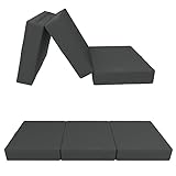 POKAR Klappmatratze 3-teilige Faltmatratze Wasserabweisend Camping Matratze Gästematratze Feldbett Klappbett Gästebett Bodenmatratze Schlafmatratze 80 x 195 x 15 cm, Anthrazit