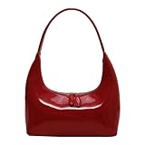 Taschen Set Für Damen 6 Teile Damen Umhängetaschen Retro Mode Clutch Geldbörse Mond Handtaschen Handtaschen Oberer Unterarmtasche Mode Clutch Geldbörsen Taschen Schule Teenager (Red, One Size)