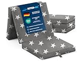 Betten-ABC - Faltmatratze Sterne (3-TLG.) - ideale für Gäste - Klappmatratze für Reisen, Camping & Kinder zum Spielen - Oeko-TEX-Zertifiziert - Bezug aus Baumwolle & Polyester - leicht verstaubar