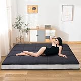 Ytaoeo Futon Matratze 150 x 200 cm klappmatratze 10cm Dicke Japanische Bodenmatratze Faltbare matratze Atmungsaktive Bodenliege Gästebett für Camping Couch (Schwarz, Queen-Matratze)