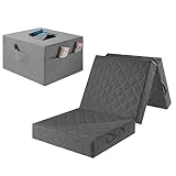 sleepling 194504 Komfort Visco Gästematratze Single | viscoelastische Klappmatratze | Sitzhocker inkl. Husse | Matratze mit Universalhärtegrad 2.5 | Made in EU | Ökotex | 195 x 75 x 14 cm, grau