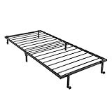 setsail Gästebett Klappbett aus Metall Einzelbett Kinderbett für Gästezimmer Schlafzimmer Mit 4 beweglichen Rollen Schwarz 90 x 190 cm