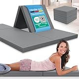 ELONEO Klappmatratze 140x200 cm, 8 cm hoch, Gästematratze klappbar, Faltmatratze, Faltbare Matratze, Bandscheibenwürfel, Reisematratze, Gästebett klappbar, Klappbett waschbar, grau