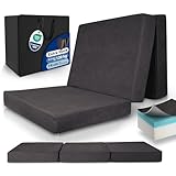 Beautissu Premium XL Klappmatratze 100x200cm Gästebett faltbar inkl. Tasche – extra dick Visco-Matratze hoher Schlafkomfort – waschbar Gästematratze klappbar einfacher Transport – Anthrazit