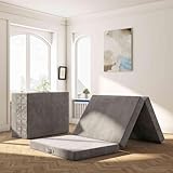 MOLPHIT Memory Foam Klappmatratze,75 x 195 x 10 cm Faltmatratze mit waschbaren Bezügen, umkehrbares Design Gästematratze, Faltbare 3-Teilige Klappmatratze für Reisen&Gäste