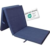 RelaxXL Klappmatratze Junior 190x60x7cm Blau meliert | Faltmatratze mit Tragegriff | Schlafmatte Schaumstoff 7 cm | Gästematratze 3-teilig | Bezug waschbar | Öko Tex 100