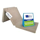 Pillows24 – Klappmatratze 190x60x7 cm mit abnehmbarem Bezug & Tragegriffen | Gästematratze klappbar | Oeko-TEX | Faltbare Matratze/Faltmatratze für Gäste, Kinder oder Reisen | Cappuccino
