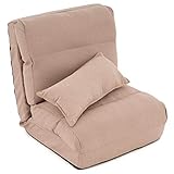 Nexos Trading Schlafsessel 220x60x14 cm verstellbar Comfort Jugendsessel Gästebett klappbar Sitzsack Klappbett Sessel mit Kissen Bodensofa Lounger Einzelsofa Multifunktionsstuhl Farbe wählbar (Khaki)