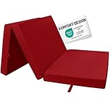 RelaxXL Klappmatratze Junior 190x60x7cm Rot | Faltmatratze mit Tragegriff | Schlafmatte Schaumstoff 7 cm | Gästematratze 3-teilig | Bezug waschbar | Öko Tex 100 | Baumwoll-Polyestermix