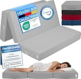 ELONEO Klappmatratze, Gästematratze, 3-teilige Faltmatratze, Schaumstoff extra dick (15cm), waschbar, Bandscheibenwürfel, klappbar, Faltbare Matratze, Erwachsene (Grau, 120 x 195 x 15 cm)