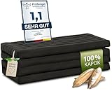 livasia Nachhaltige Klappmatratze aus Kapok - 200x110x8cm - breite Gästematratze, Faltbare Matratze, ökologische Yogamatte, klappbares Gästebett, Liege für Garten und Balkon (Schwarz Uni)
