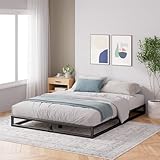 Zinus Joseph Bett 180x200 cm - Höhe 15 cm mit Stauraum unter dem Bett - Metall-Plattformbettrahmen mit Holzlattenrost - Schwarz