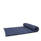 Leewadee Faltbare Bodenmatratze - Japanischer Rollbarer Futon - Tatami Faltmatte - Gästebett - Camping Matratze - Thai Massage Matte, Kapok Füllung, 190 x 70 cm, Blau Weiß