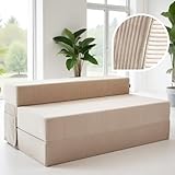 Cord Sofa – Schlafsofa 140 cm breit, faltbare Schlafcouch & Gästematratze für 2, klappbares Sofa Bett – Extra dick 20cm & bequem H3 – Perfekt für Gäste & Alltag – Test SEHR GUT Oeko-TEX Klappmatratze