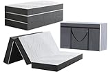 Twirest Klappmatratze Faltbare Gästematratze 90 x 200 x 15 cm Waschbar & Klappbar 4-teilige Faltmatratze mit abnehmbarem Bezug für Reisen Camping Gästebett Grau