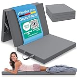 ELONEO Klappmatratze 90x200 cm, 8 cm hoch, Gästematratze klappbar, Faltmatratze, Faltbare Matratze, Bandscheibenwürfel, Reisematratze, Gästebett klappbar, Klappbett waschbar, grau