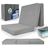 Beautissu Premium L Klappmatratze 80x200cm Gästebett faltbar inkl. Tasche – extra dick Visco-Matratze hoher Schlafkomfort – waschbar Gästematratze klappbar einfacher Transport – Grau