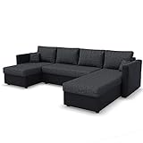 VitaliSpa Sofa U Form, Grau/Schwarz, 290 cm