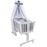 VitaliSpa Babybett, Weiß/Grau, 100 x 54 cm mit Rollen