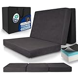Beautissu Premium XXL Klappmatratze 140x200cm Gästebett faltbar inkl. Tasche – extra dick Visco-Matratze hoher Schlafkomfort – waschbar Gästematratze klappbar einfacher Transport – Anthrazit