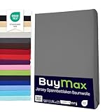 Buymax Spannbettlaken 80x200cm Baumwolle 100% Spannbetttuch Bettlaken Jersey, Matratzenhöhe bis 25 cm, Farbe Anthrazit-Grau