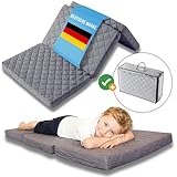 ALAVYA HOME® Reisebett-Matratzen 60 x 120 cm Faltmatratze zum Campen Reisebettmatratze 60x120 cm mit Tragetasche 6 cm hoch, für Baby und Kinder Gästematratze Klappmatratze - Grau