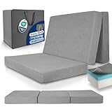 Beautissu Premium XXL Klappmatratze 140x200cm Gästebett faltbar inkl. Tasche – extra dick Visco-Matratze hoher Schlafkomfort – waschbar Gästematratze klappbar einfacher Transport – Grau