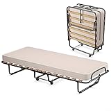 GIANTEX Gästebett klappbar, Klappbett 80x190 cm Erwachsene, Einzelbett mit Memory-Foam-Matratze, Reisebett mit 4 Rollen, klappbares Bett 15 Lattenrost, Faltbett Metallbett bis 120 kg belastbar