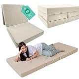 Odolplusz Faltmatratze Klappmatratze Matratze faltbar klappbar Gästematratze Reisematratze (Beige, 80x200x10cm)