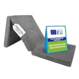 Pillows24 – Klappmatratze 195x80x10 cm mit abnehmbarem Bezug & Tragegriffen | Gästematratze klappbar | Oeko-TEX | Faltbare Matratze/Faltmatratze für Gäste, Kinder oder Reisen | Dunkelgrau