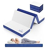 Doubleslee Klappmatratze 120x195cm, 10 cm hoch, 4-teilige Faltmatratze, Gästematratze Klappbar, Faltbare Matratze, Reisematratze, Matratze Auto Kofferraum, Klappbett waschbar