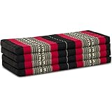 Nachhaltige Klappmatratze aus Kapok, breite Gästematratze vierteilig, Faltbare Matratze, ökologische Yogamatte, klappbares Gästebett, Liege für Garten und Balkon 200x110x8cm (Schwarz/Elefanten)