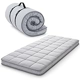 Jamdok Memory Foam Camping matratze, Tragbarer Faltbarer Futon -Matratze, maschinenwaschbarer Baumwollbezug, Gästematratze für Übernachtungen,Schlafunterlage & Bodenmatratze(Grau, 190X75CM)