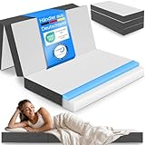 ELONEO Premium Visco Klappmatratze 140x200 cm, extra hoch 15 cm, Gästematratze klappbar, Faltmatratze, Faltbare Matratze, Bandscheibenwürfel, Reisematratze, Gästebett klappbar, Klappbett waschbar